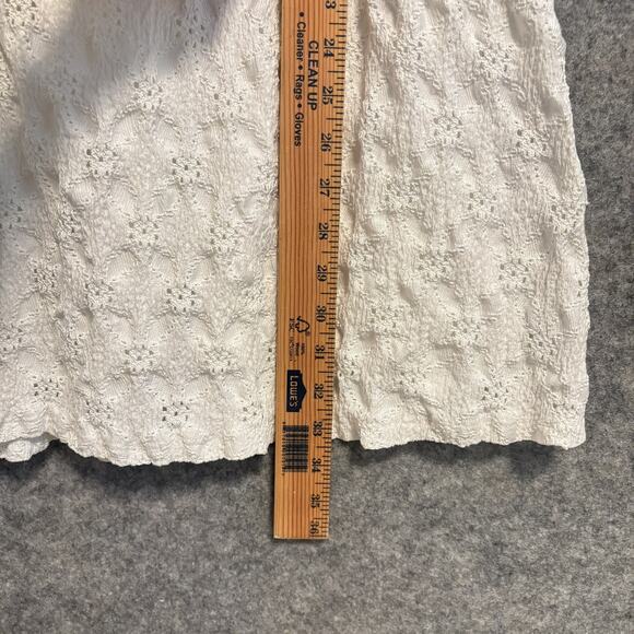Maeve Anthropologie Dress Womens XS White Puff Sleeve Texture Eyelet Boho Summer - Picture 12 of 12